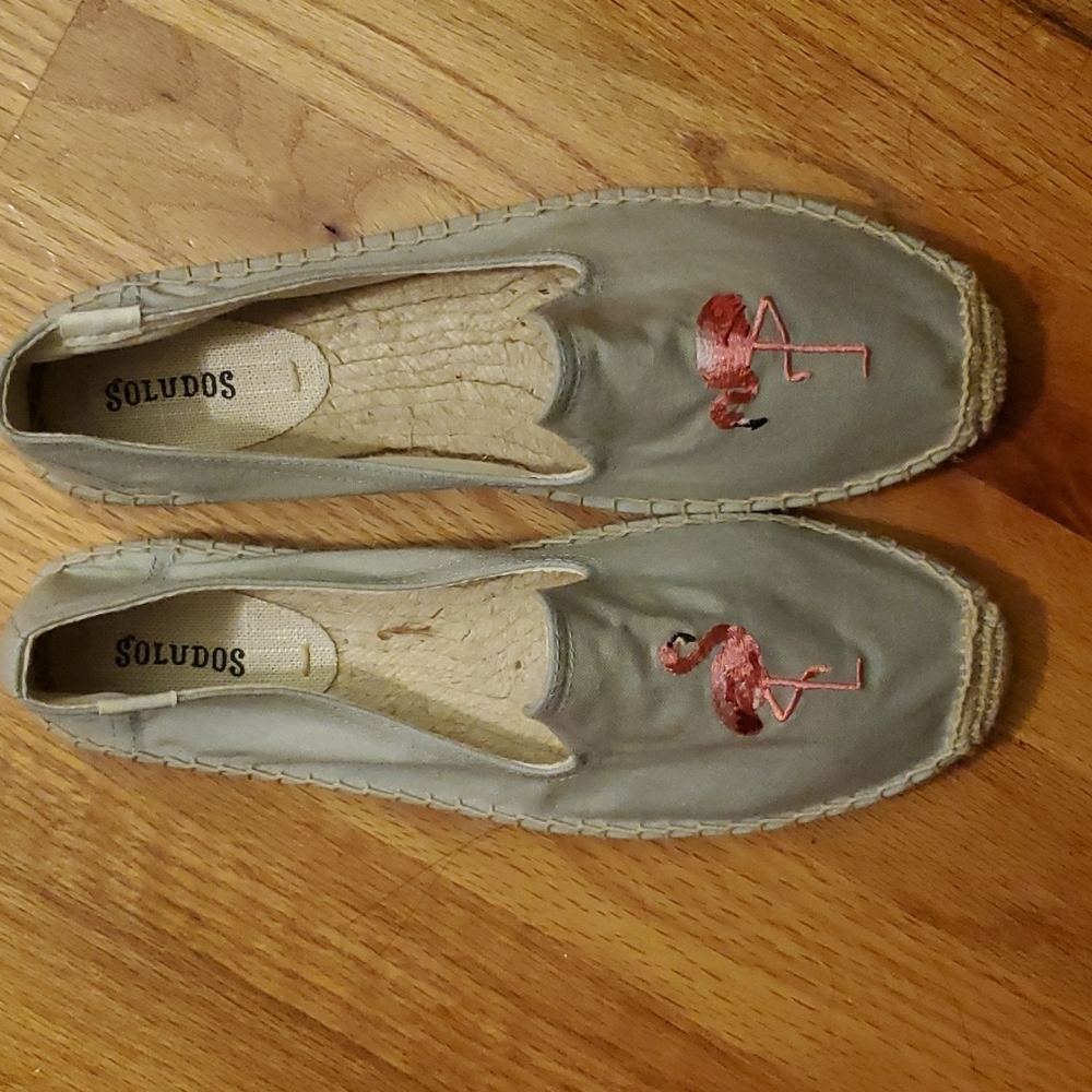 Soludos Pink Flamingo Sz 9.5 Canvas Flats
